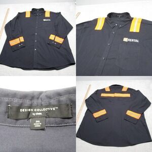 Home Depot Uniform Shirt Men 2XL Navy Reflective Stripe High Vis Employee Rental